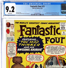 Load image into Gallery viewer, Fantastic Four #15 CGC 9.2 White Pages 1963 Marvel Comics 1st Appearance Mad Thinker (Upgrade Candidate)