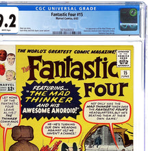Load image into Gallery viewer, Fantastic Four #15 CGC 9.2 White Pages 1963 Marvel Comics 1st Appearance Mad Thinker (Upgrade Candidate)