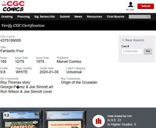 Load image into Gallery viewer, Fantastic Four #165 CGC 9.8 White 1975 Marvel Comics Origin Crusader