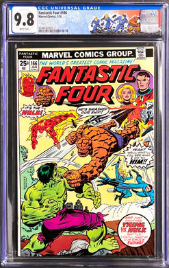 Fantastic Four #166 CGC 9.8 White 1976 Marvel Comics Hulk vs. Thing