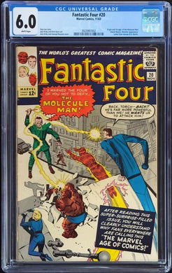Fantastic Four #20 CGC 6.0 White 1st Molecule Man 1963 Marvel Comics (Unpressed)