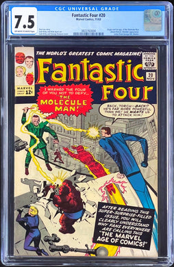 Fantastic Four #20 CGC 7.5 1st Appearance Molecule Man 1963 Marvel Comics