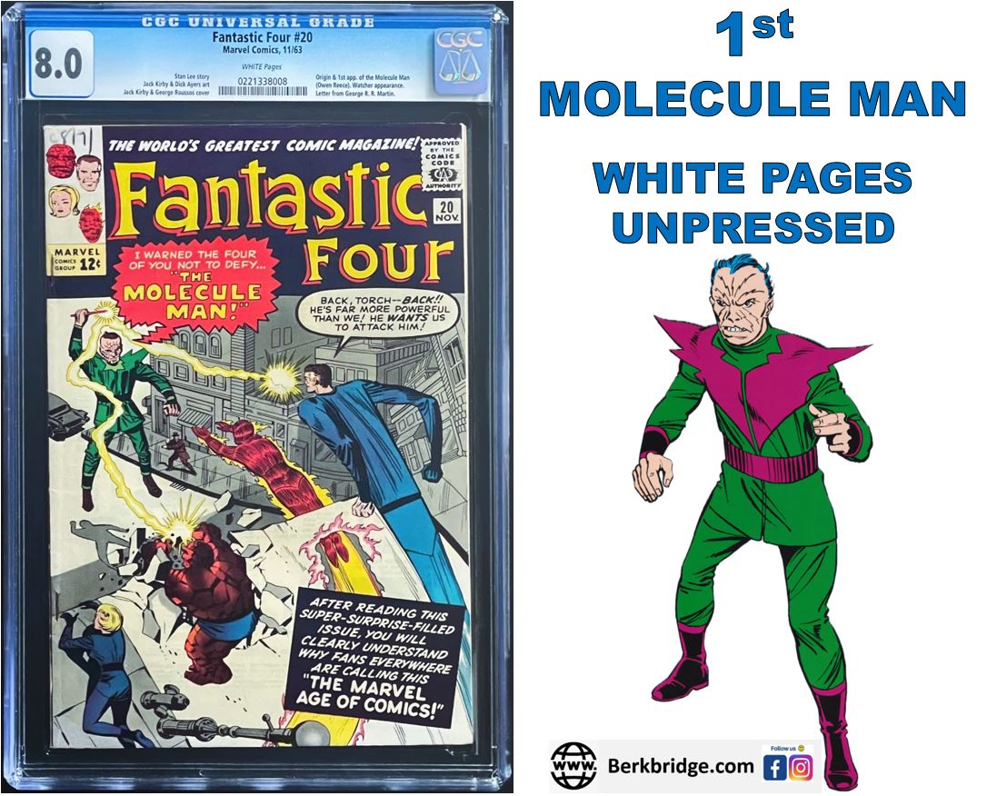 Fantastic Four #20 CGC 8.0 White 1st Molecule Man 1963 Marvel Comics (Unpressed)