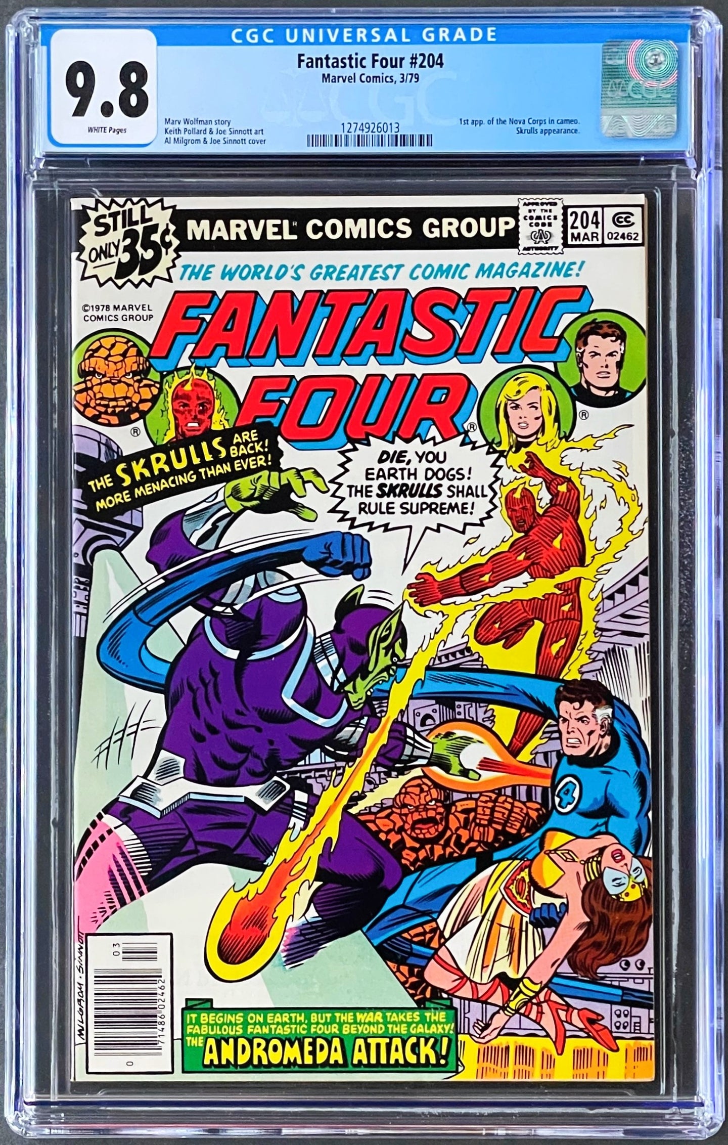 Fantastic Four #204 CGC 9.8 White 1979 Marvel Comics 1st Appearance NOVA PRIME