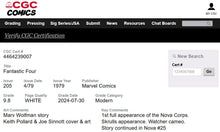 Load image into Gallery viewer, Fantastic Four #205 CGC 9.8 NEWSSTAND 1979 Marvel Comics 1st Nova Corps