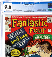 Load image into Gallery viewer, Fantastic Four #22 CGC 9.6 White Pages 1964 Marvel Comics 1st Sue Storm Full Power 2nd Mole Man