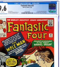 Load image into Gallery viewer, Fantastic Four #22 CGC 9.6 White Pages 1964 Marvel Comics 1st Sue Storm Full Power 2nd Mole Man