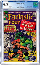 Load image into Gallery viewer, Fantastic Four #25 CGC 9.2 Ow White Pages 1964 Marvel Comics Hulk vs. Thing