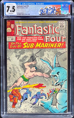 Fantastic Four #33 CGC 7.5 White 1964 Marvel 1st Appearance Attuma FF 49 Custom Label Case