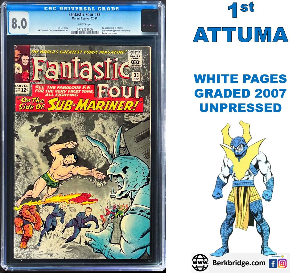 Fantastic Four #33 CGC 8.0 White 1964 Marvel Comics 1st Appearance Attuma