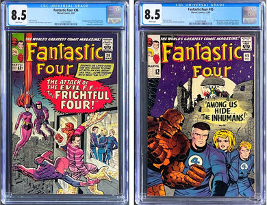 Fantastic Four #36 #45 CGC 8.5 White 1965 Marvel Comics 1st Appearance Medusa Inhumans Set (2)