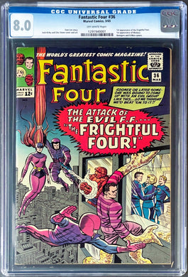 Fantastic Four #36 CGC 8.0 Marvel 1965 1st Appearance Medusa Frightful 4 (Unpressed)