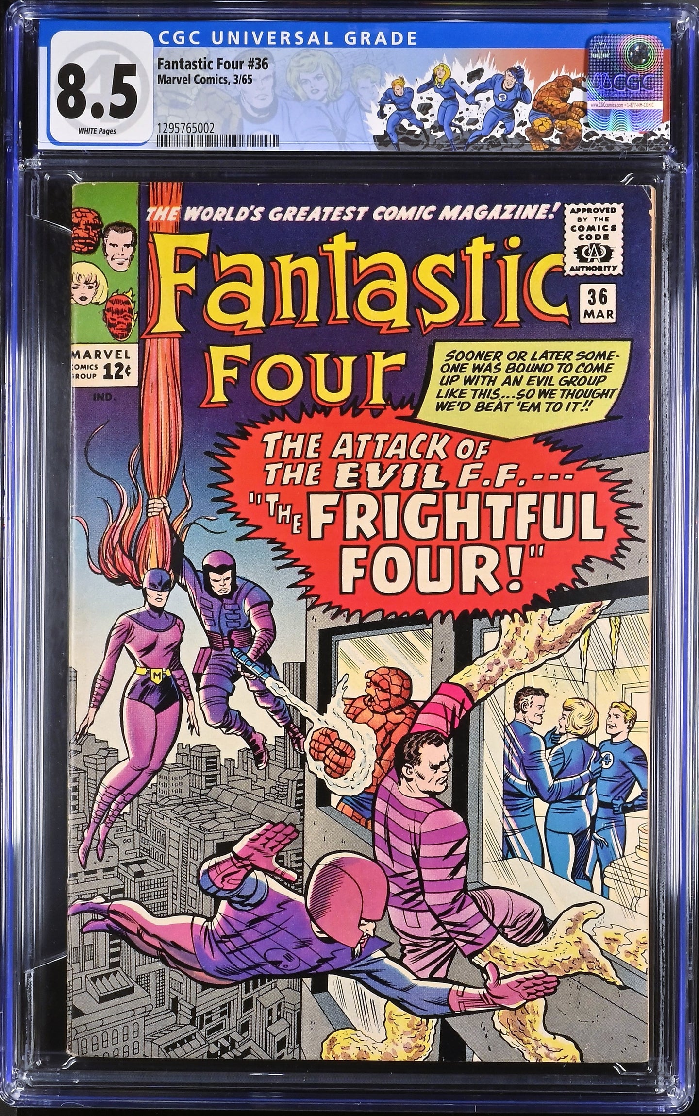 Fantastic Four #36 CGC 8.5 White 1st Appearance Medusa 1965 Marvel Comics (Custom Label)