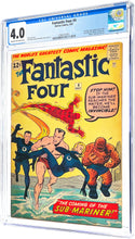 Load image into Gallery viewer, Fantastic Four #4 CGC 4.0 1962 Marvel Comics 1st Appearance Sub-Mariner + Namor #1 CGC 9.8 WP