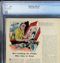 Load image into Gallery viewer, Fantastic Four #4 CGC 9.0 White Pages 1962 Marvel Comics 1st Appearance Sub-Mariner (CVA Exceptional)