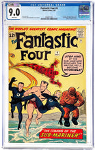 Load image into Gallery viewer, Fantastic Four #4 CGC 9.0 White Pages 1962 Marvel Comics 1st Appearance Sub-Mariner (CVA Exceptional)