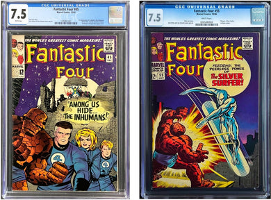 Fantastic Four #45 #55 CGC 7.5 White 1965 1966 Marvel Comics Lot 2 (Unpressed)