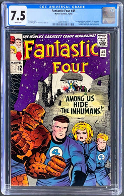 Fantastic Four #45 CGC 7.5 White 1st Appearance Inhumans 1965 Marvel Comics