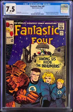 Fantastic Four #45 CGC 7.5 White Pages 1965 Marvel Comics 1st Appearance INHUMANS (Nice as 8.5)