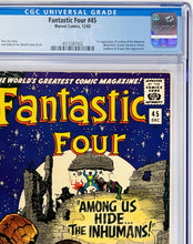 Load image into Gallery viewer, Fantastic Four #45 CGC 7.5 White Pages 1965 Marvel Comics 1st Appearance INHUMANS (Nice as 9.2)