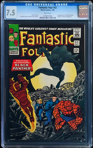 Fantastic Four #52 CGC 7.5 WHITE 1966 Marvel Comics 1st Appearance Black Panther