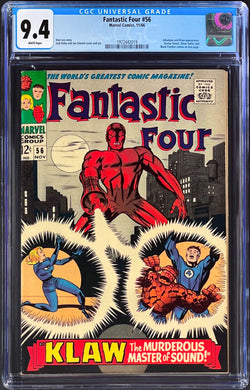 Fantastic Four #56 CGC 9.4 White Pages 1966 Marvel Comics