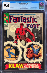 Fantastic Four #56 CGC 9.4 White Pages 1966 Marvel Comics