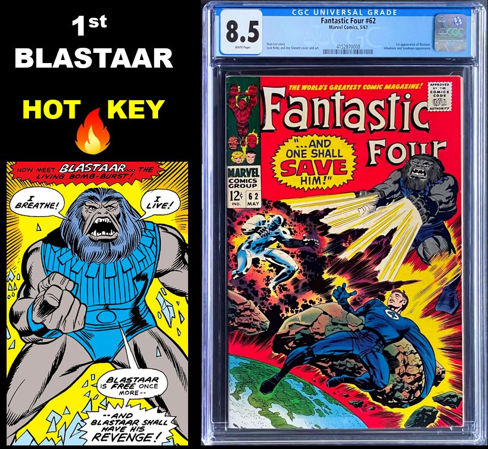 Fantastic Four #62 CGC 8.5 White (Unpressed) 1967 Marvel Comics 1st Appearance Blastaar