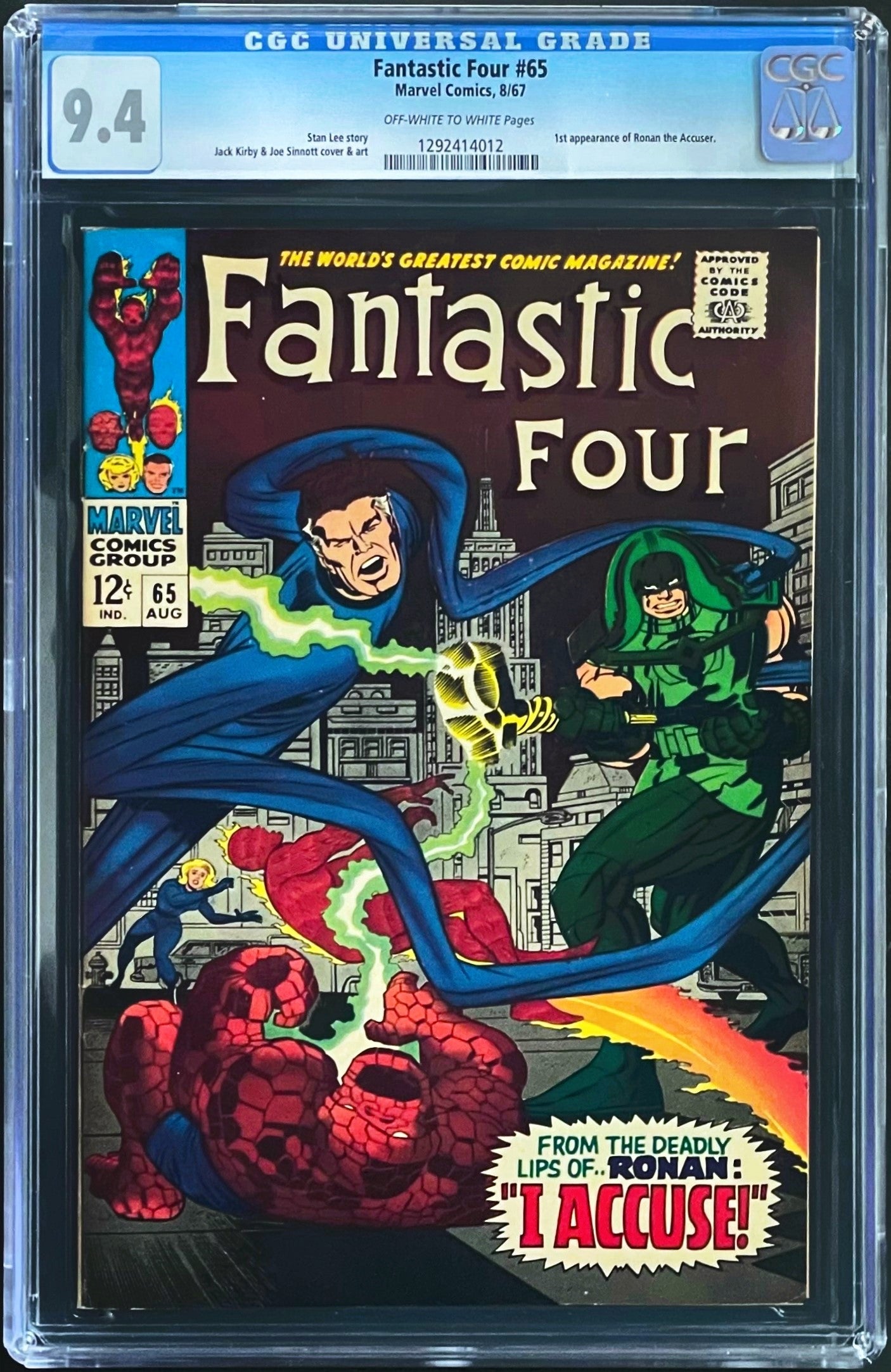 Fantastic Four #65 CGC 9.4 NM 1967 Marvel Comics 1st Appearance Ronan