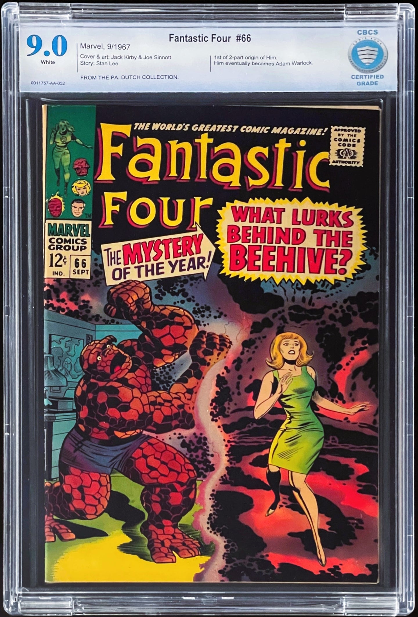Fantastic Four #66 CBCS 9.0 White 1967 Marvel Comics Origin of Him (Adam Warlock)