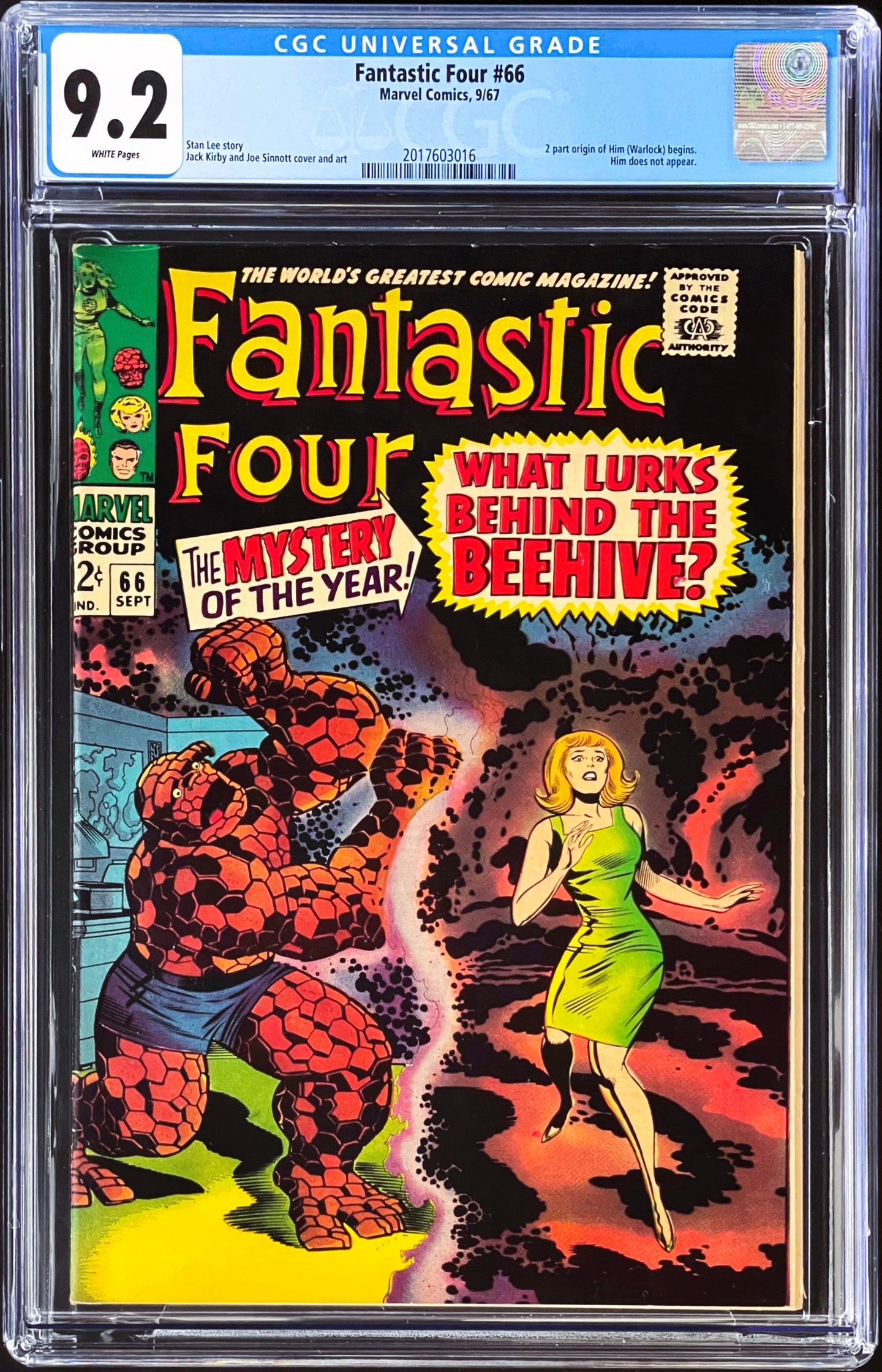 Fantastic Four #66 CGC 9.2 White 1967 Marvel Comics Origin of Him (Adam Warlock)
