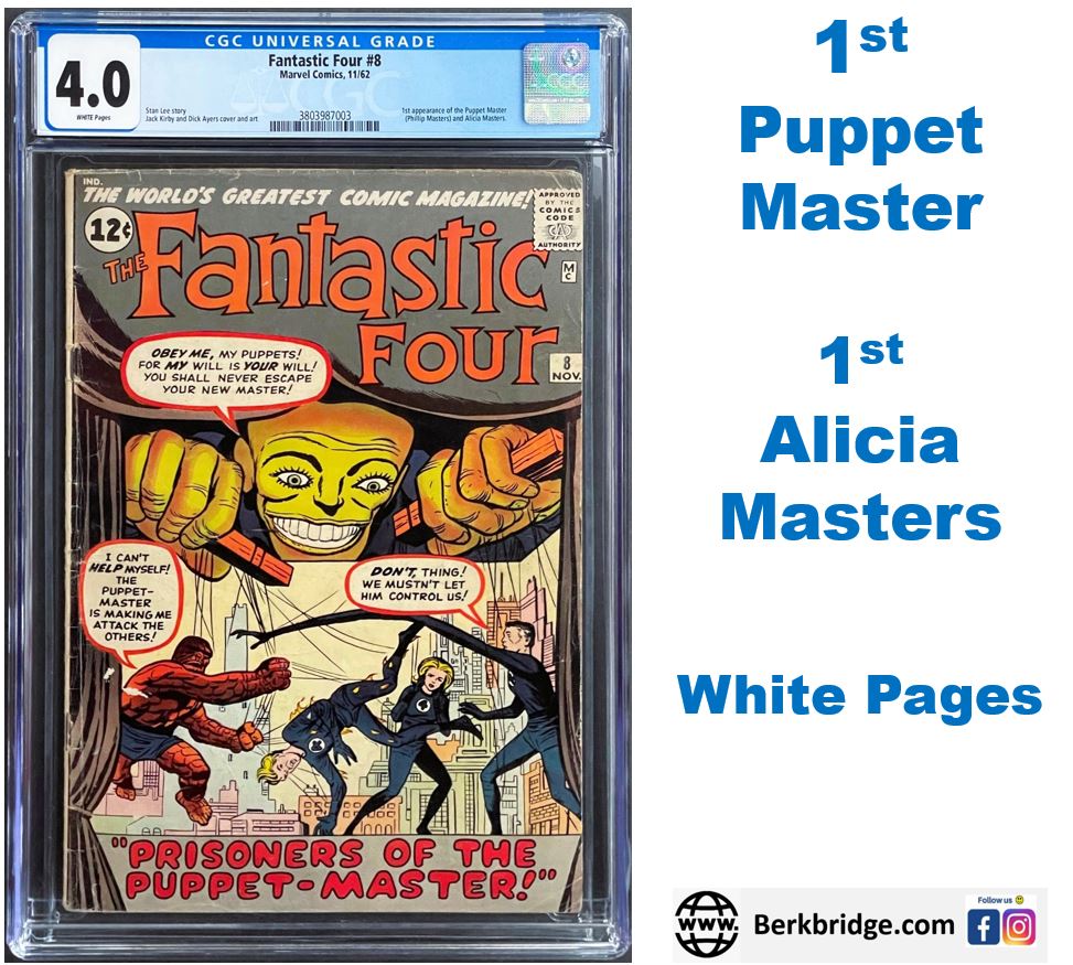 Fantastic Four #8 CGC 4.0 WHITE 1962 Marvel Comics 1st Puppet Master Alicia Masters