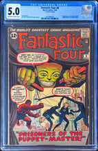 Load image into Gallery viewer, Fantastic Four #8 CGC 5.0 1962 Marvel Comics 1st Puppet Master Alicia Masters