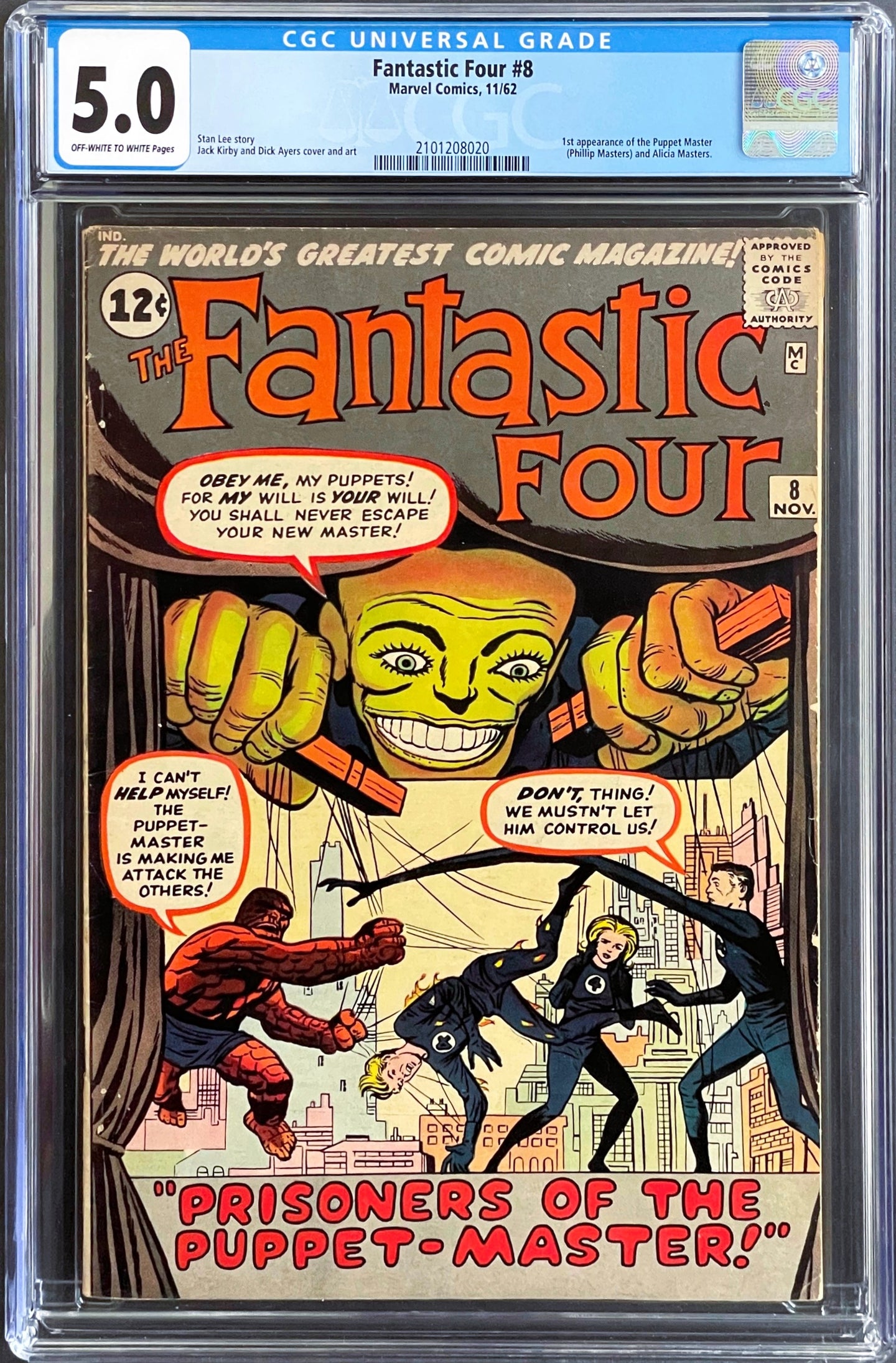 Fantastic Four #8 CGC 5.0 1962 Marvel Comics 1st Puppet Master Alicia Masters