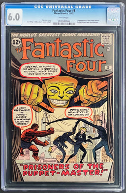 Fantastic Four #8 CGC 6.0 White 1962 Marvel 1st Puppet Master Alicia Masters (Unpressed)