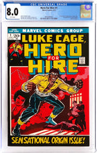 Load image into Gallery viewer, Hero for Hire #1 CGC 8.0 White Pages 1972 Marvel Comics 1st Appearance Luke Cage (UNPRESSED)