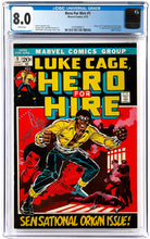 Load image into Gallery viewer, Hero for Hire #1 CGC 8.0 White Pages 1st Appearance Luke Cage 1972 Marvel Comics (UNPRESSED)