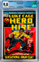 Load image into Gallery viewer, Hero for Hire #1 CGC 9.0 WHITE 1972 Marvel Comics 1st App Luke Cage (Unpressed)
