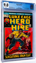 Load image into Gallery viewer, Hero for Hire #1 CGC 9.0 WHITE 1972 Marvel Comics 1st App Luke Cage (Unpressed)