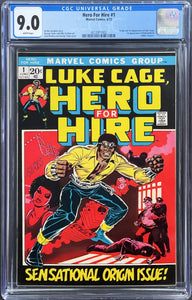 Hero for Hire #1 CGC 9.0 WHITE 1st Appearance Luke Cage 1972 Marvel Comics