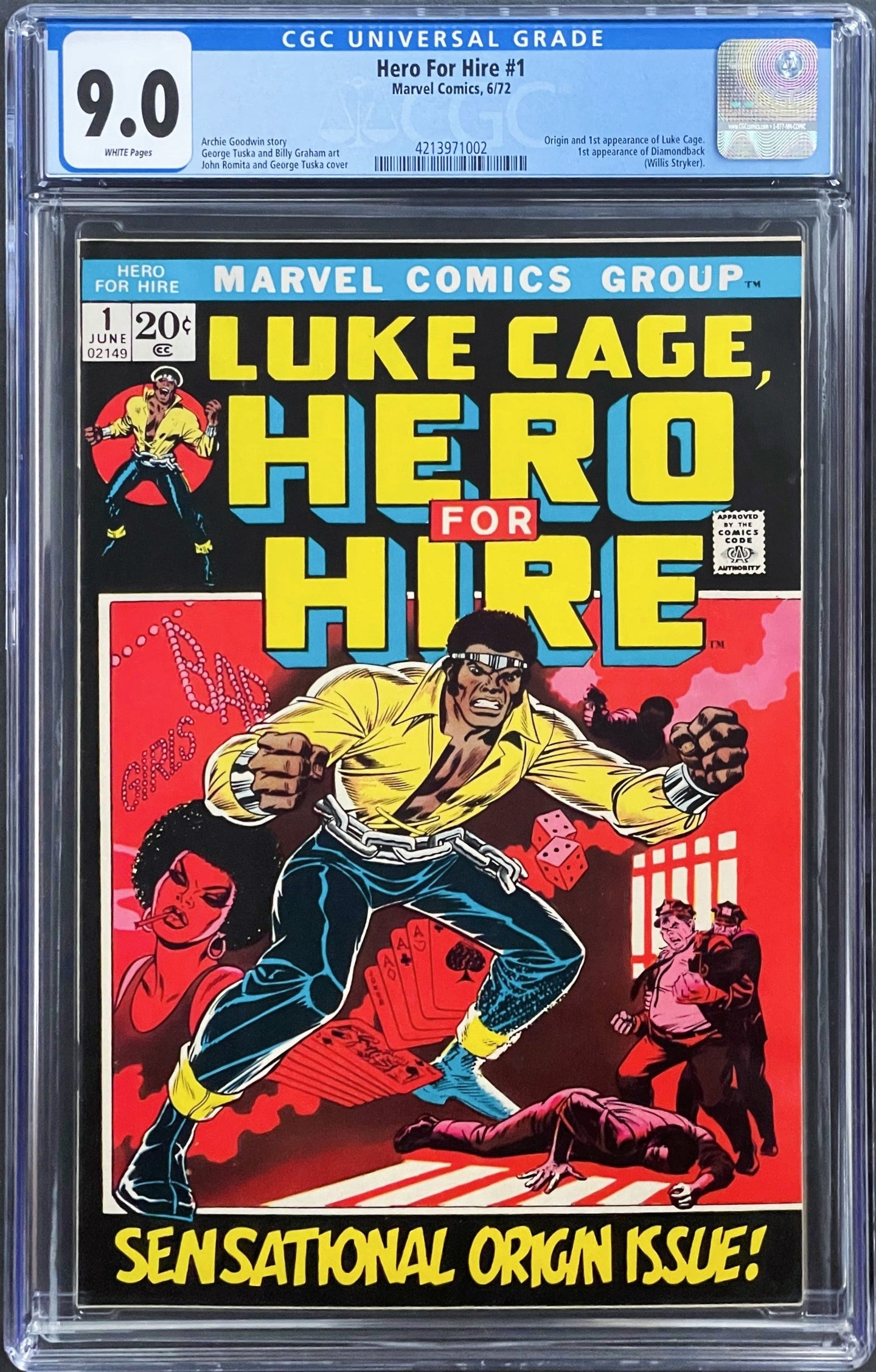 Hero for Hire #1 CGC 9.0 WHITE 1st Appearance Luke Cage 1972 Marvel Comics