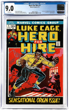 Load image into Gallery viewer, Hero for Hire #1 CGC 9.0 WHITE 1st Appearance Luke Cage 1972 Marvel Comics
