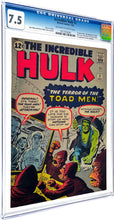 Load image into Gallery viewer, Incredible Hulk #2 CGC 7.5 OWW 1962 Marvel Comics 1st Appearance Green Hulk