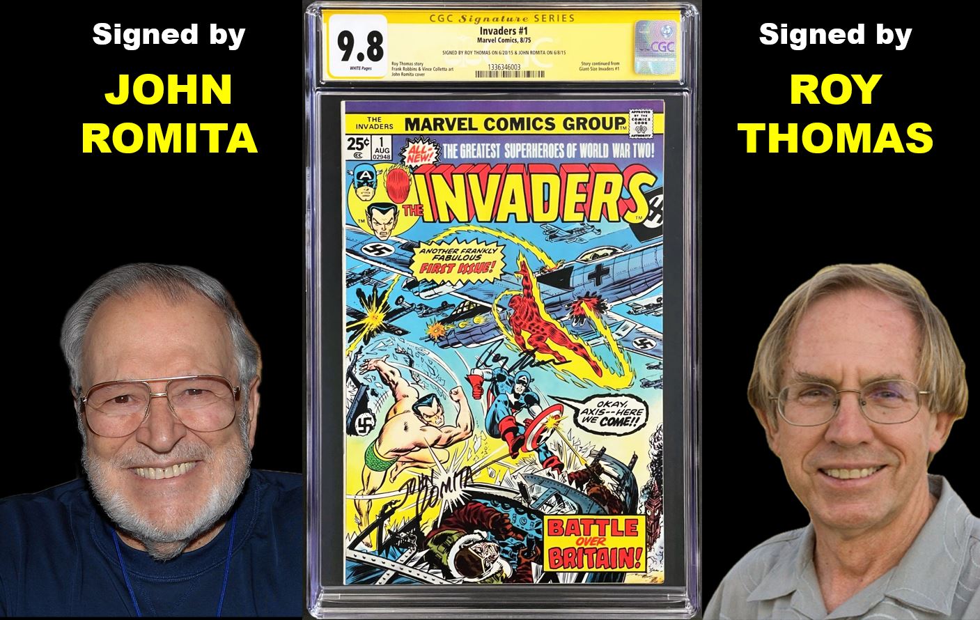 INVADERS #1 CGC 9.8 SS WHITE PAGES 💎 SIGNED JOHN ROMITA & ROY THOMAS