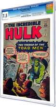Load image into Gallery viewer, Incredible Hulk #2 CGC 7.5 OWW 1962 Marvel Comics 1st Appearance Green Hulk