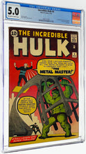 Load image into Gallery viewer, Incredible Hulk #6 CGC 5.0 1963 Marvel Comics 1st Appearance Teen Brigaded Last Issue