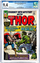 Load image into Gallery viewer, Journey Into Mystery #112 CGC 9.4 NM 1965 Marvel Comics Origin Loki Classic Hulk vs Thor Cover