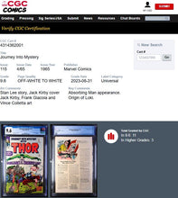 Load image into Gallery viewer, Journey Into Mystery #115 CGC 9.6 NM+ 1965 Marvel Comics Origin Loki (1 of 11)