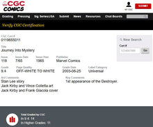 Load image into Gallery viewer, Journey Into Mystery #118 CGC 9.4 NM 1965 Marvel Comics 1st Appearance Destroyer