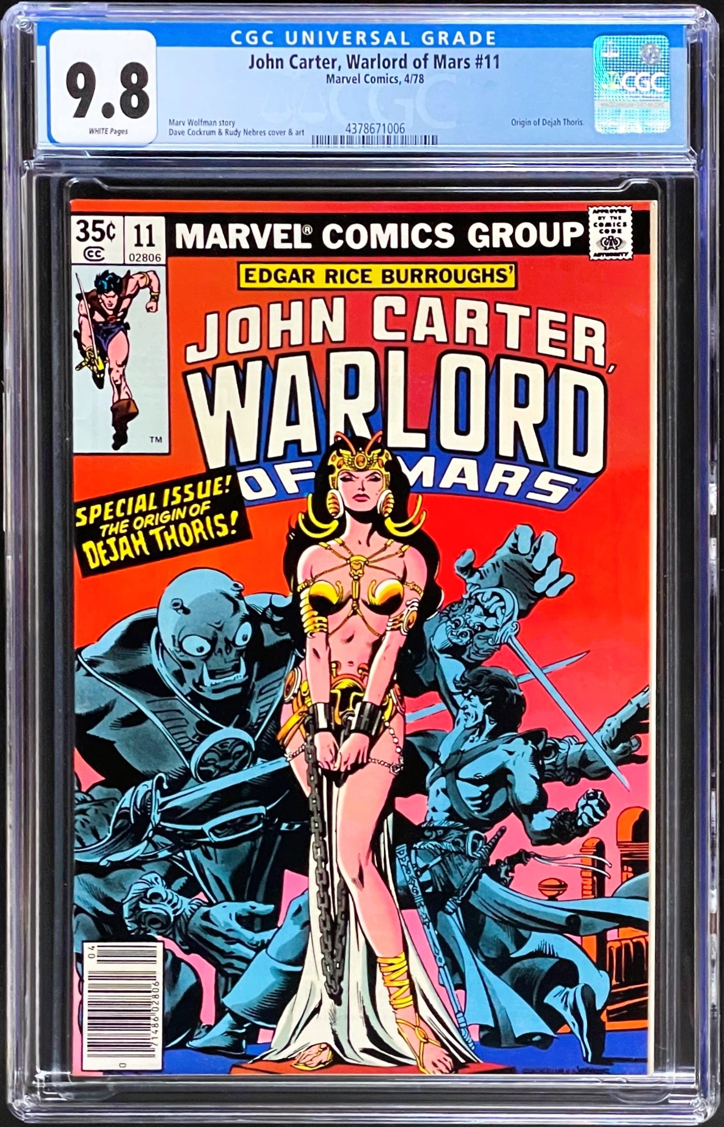John Carter Warlord of Mars #11 CGC 9.8 White 1978 Marvel Comics Origin Dejah Thoris